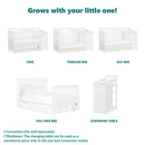 Dream On Me 5 In 1 Brody Convertible Crib With Changer In White, Greenguard Gold Certified, Comes With 1" Changing Pad, Non-Toxic Finish, Made Of Durable Pinewood Dream On Me