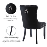 Black Velvet Dining Chairs Set of 4, Upholstered Dining Room Chairs with Back Ring Pull Trim and Solid Wood Legs,Modern Dining Chairs Perfect for Dining Room,Living Room,Kitchen(Black) Shenyon