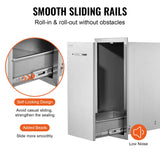 VEVOR Pull Out Trash Drawer 13.4"W x 25.7"H x 19.6"D Lower Sliding Rails Stainless Steel Roll Out Trash Bin Pull Out Tray Outdoor Kitchen Trash Drawer with Handle for BBQ Island Grill Station VEVOR