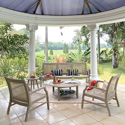 Cambridge Casual Arie Wood Patio Coffee Table, Plantation Teak, 40 Inch/Weathered Gray Cambridge Casual