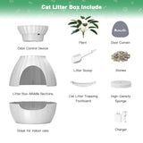 Plant Litter Box Equipped with Odor Removal System,Hidden Cat Planter Litter Box Enclosure for Big Cats,Enclosed Secret Cat Litter Box with Artificial Plant & Cobblestone,Easy to Clean and Assemble PETTERM