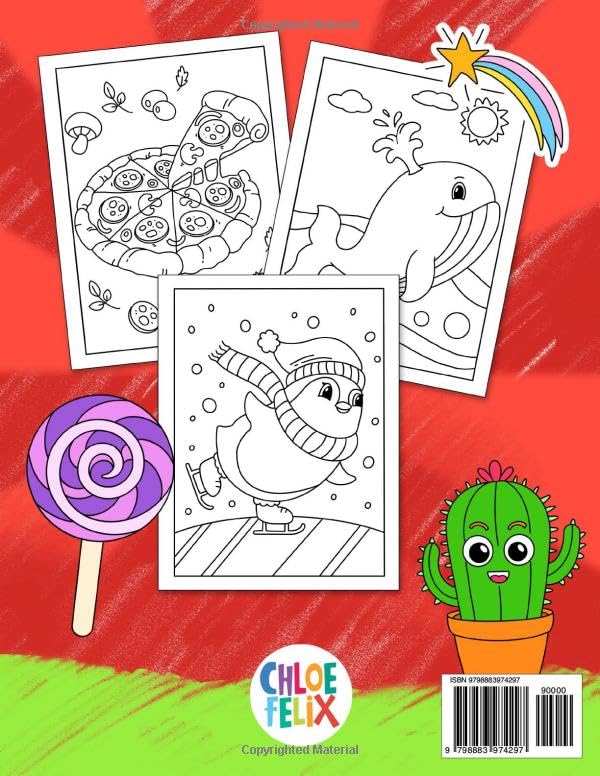 Everything: Coloring Book for Kids Ages 4-8 with Cute Animals, Vehicles, Foods, Flowers and Many More