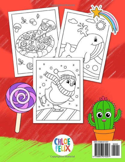 Everything: Coloring Book for Kids Ages 4-8 with Cute Animals, Vehicles, Foods, Flowers and Many More