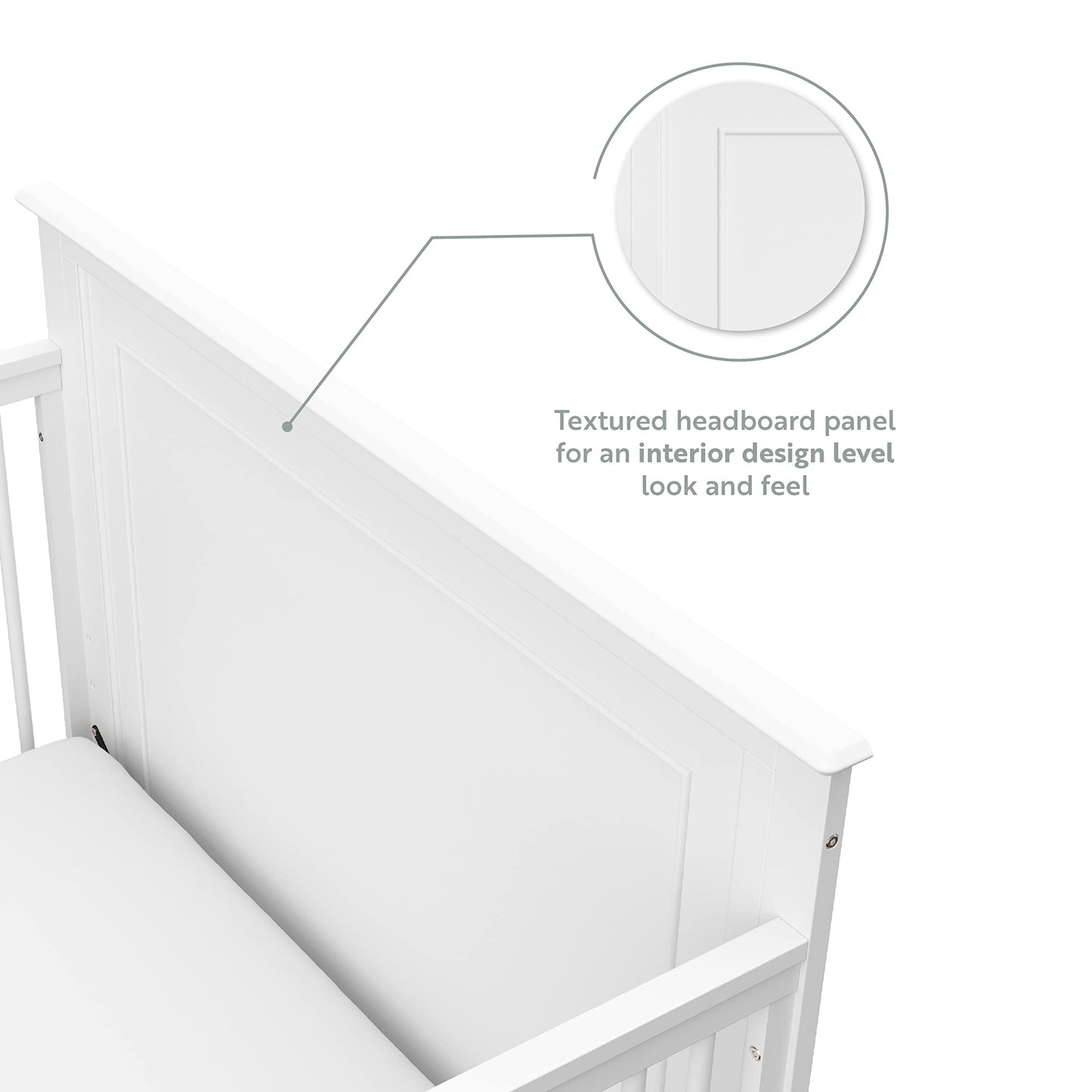 Storkcraft Solstice 5-In-1 Convertible Crib (White) – GREENGUARD Gold Certified, Converts to Toddler Bed and Full-Size Bed, Fits Standard Full-Size Crib Mattress, Adjustable Mattress Support  - WoodArtSupply