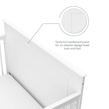 Storkcraft Solstice 5-In-1 Convertible Crib (White) – GREENGUARD Gold Certified, Converts to Toddler Bed and Full-Size Bed, Fits Standard Full-Size Crib Mattress, Adjustable Mattress Support  - WoodArtSupply