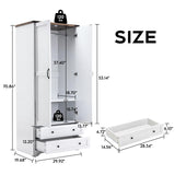 Yechen 71" Wooden Armoire Wardrobe Closet - Modern Functional Clothes Tall Storage Cabinet with Adjustable Shelf and Hanging Rail, Sturdy Freestanding Closet Wardrobe with 2 Wide Drawers for Bedroom Yechen