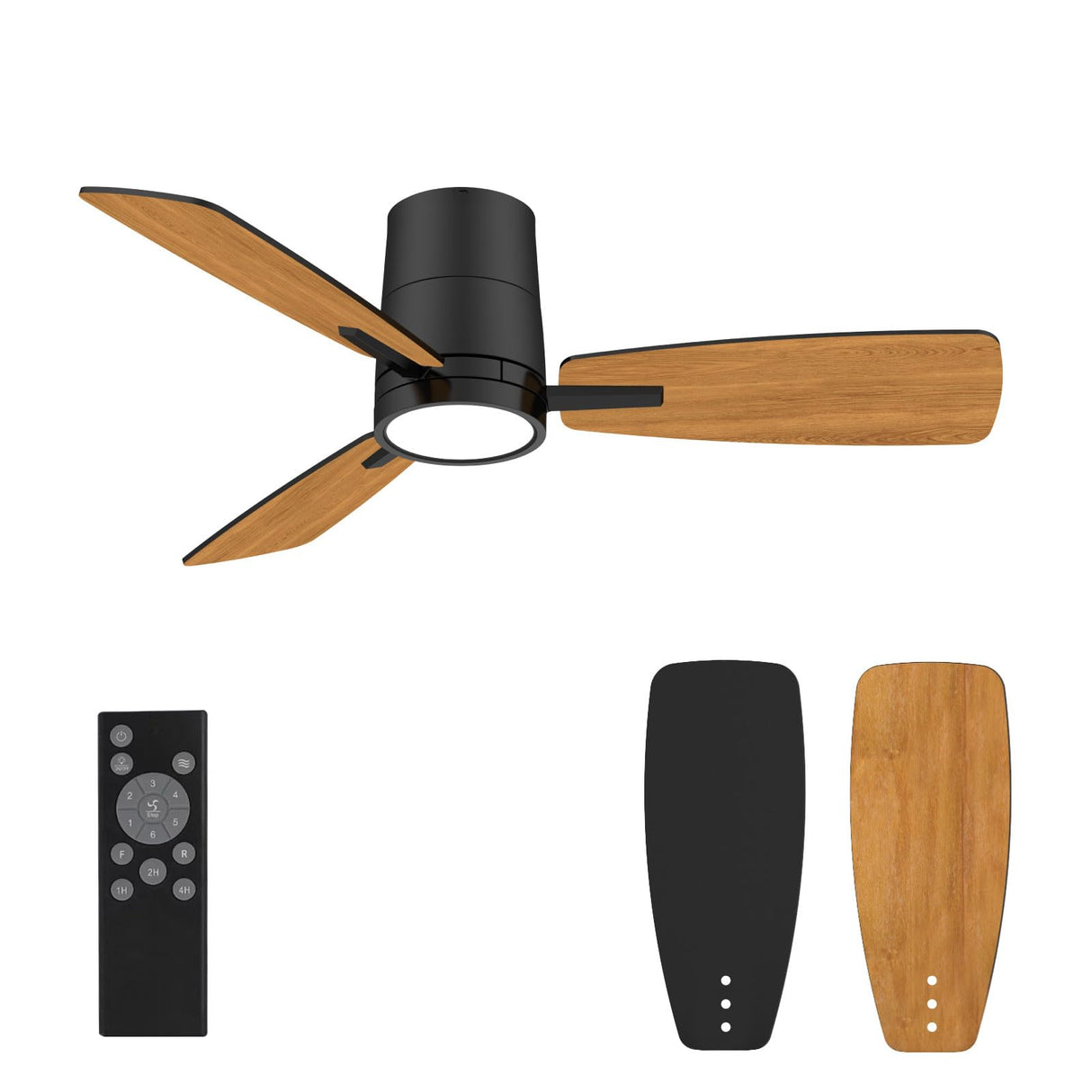 Atolit Ceiling Fans with Lights,42 inch,Quiet Reversible Motor,Easy to Install,6 Speeds,3CCT,Timer, Black Modern Ceiling Fan for Living Room, Bedroom, Kitchen, Dining room, Office Atolit