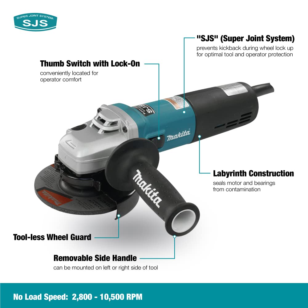 Makita 9565CV 5" SJS™ High-Power Angle Grinder - WoodArtSupply