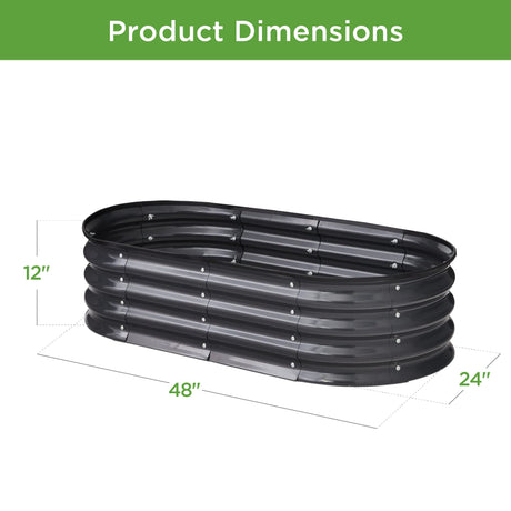 Best Choice Products 4x2x1ft Outdoor Metal Raised Garden Bed, Oval Deep Root Planter Box for Vegetables, Flowers, Herbs, and Succulents w/ 51 Gallon Capacity, Rubber Edge Guard - Charcoal Best Choice Products
