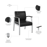 Bush Business Furniture Arrive Waiting Room Guest Chair with Arms in Black Vinyl, Reception Area Seating for Office and Lobby Bush Business Furniture