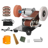 MIZHAO Electric Knife Sharpener Multifunctional - 7 Adjustable Speed Knife Making Belt Grinder Knife Sharpening System - For Hunting, Serrated & Kitchen Knives, Wood, Plastic, Crafts, Silver MIZHAO