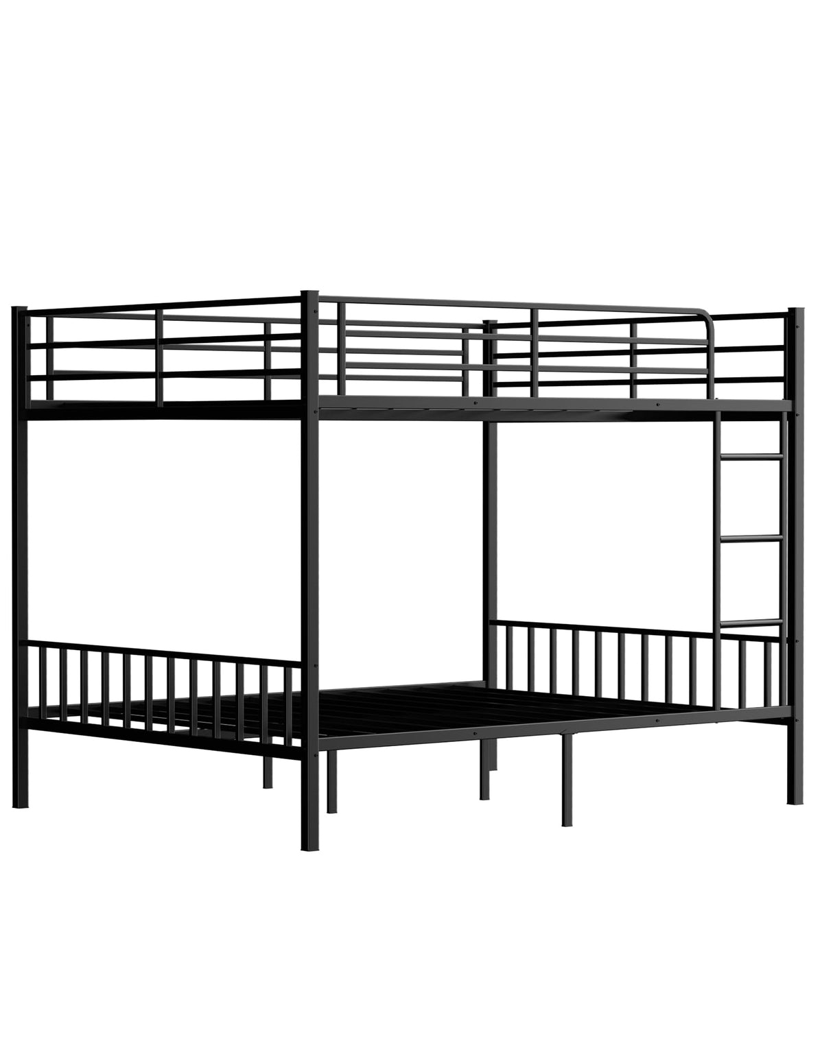 Feetice Queen Over Queen Bunk Bed, Heavy Duty Metal Bunk Bed with PVC Anti-Slip Ladder & Full-Length Guardrails, Noise-Free Bunk Bed Frame for Adults, Teens, Black Feetice