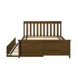 Max & Lily Full Bed, Wood Bed Frame with Headboard for Kids with Trundle, Slatted, Walnut Max & Lily
