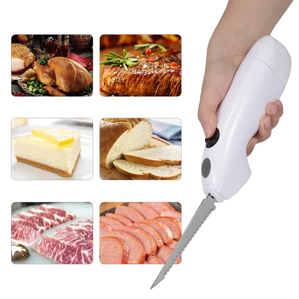 Leopacat Electric Fillet Knife, Powered Stainless Steel Cordless Steak Carving for Meat Portable Kitchen Home Restaurant Picnic Fish with Ergonomic Handle Serrated Blades Raw Cooked Food Leopacat