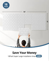 Upgraded Soundproof Wall Panels, Kuchoow Sound Proof Foam Panels for Walls, 18 Pack Brick Acoustic Panels Sound Absorbing 16''X12''X0.4'' Self-Adhesive Sound Panels, Sound Absorbing Panel 23ft², White Kuchoow