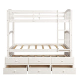 Harper & Bright Designs Twin Over Twin Bunk Bed with Trundle and Storage, Solid Wood Bunk Bed Frame with 3 Drawers for Kids, Teens, Adults (White) Harper & Bright Designs