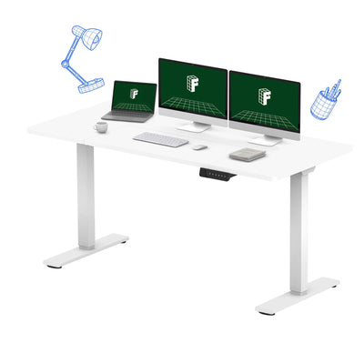 FLEXISPOT 71 x 32 Inch Dual Motor Standing Desk, Computer Desk with Memory Controller, Home Office Desk with Splice Board (White Frame + 71" White Desktop, 2 Packages)