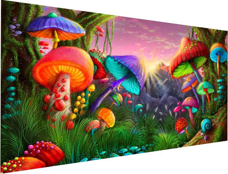 YALKIN 5D Large Diamond Painting Kits for Adults (27.6x15.7inch), Colorful Mushroom Round Full Round Drill Nature Gem Arts Paint by Diamonds Kits Diamond Art Kits for Home Wall Decor Relax Gift YALKIN