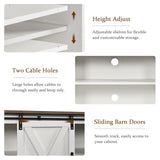 4 EVER WINNER White TV Stand for 65 inch TV for Living Room, Modern Farmhouse Barn Door TV Stand with Storage Cabinets and Adjustable Shelves for Bedroom, Media Entertainment Center TV Console Table 4 EVER WINNER