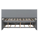 Merax Full Corner Bed Frame with Bookcase Storage, Daybed with Trundle & 3 Drawers Solid Wooden Platform Bedframe Captain Bed for Living Room,Bedroom & Guest Room, Grey Merax