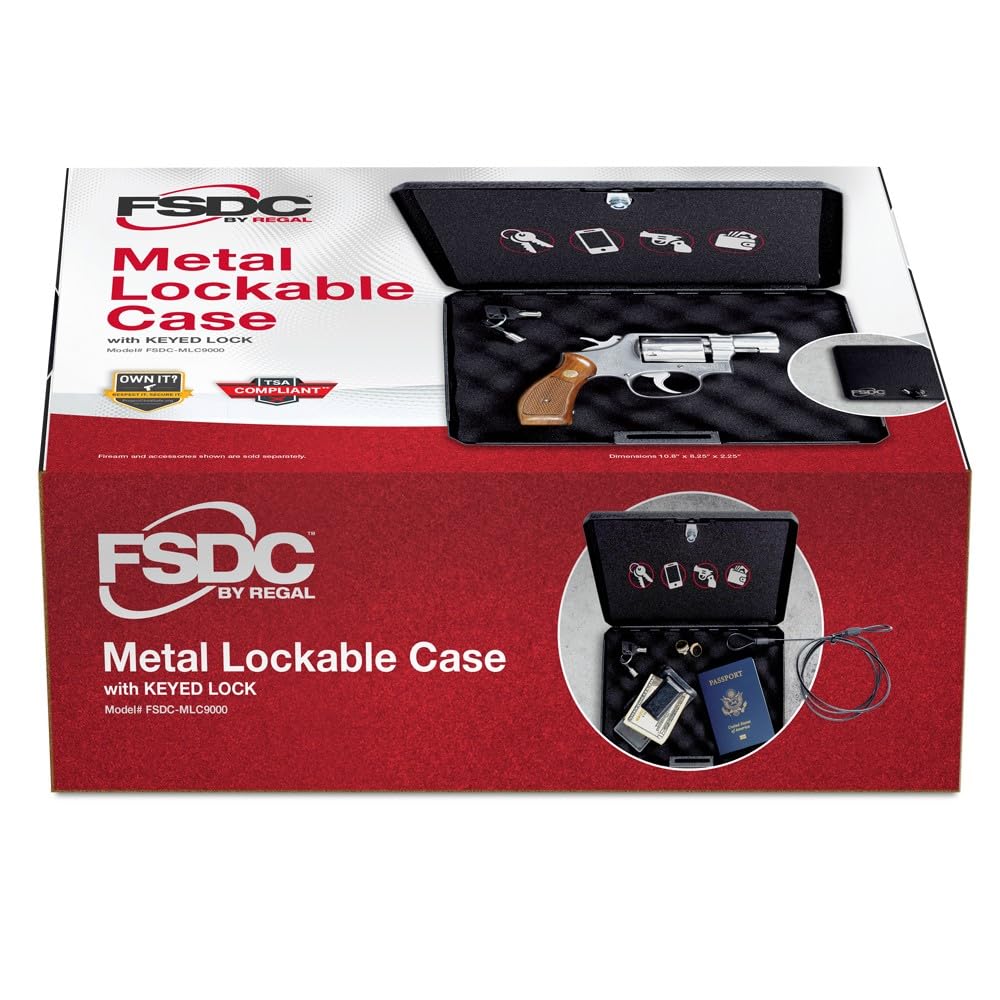 FSDC (Firearm Safety Devices) – FSDC-MLC9000 Keyed Lockable Steel Case with Security Cable – Heavy-Duty Powder Coated Steel FSDC