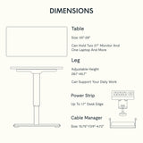 FLEXISPOT EN2 Whole-Piece Standing Desk with Clamp Power Strip, 55 x 28 Electric Stand Up Height Adjustable Desk with Cable Management (White Frame + 55" White Top,2 Packages) FLEXISPOT