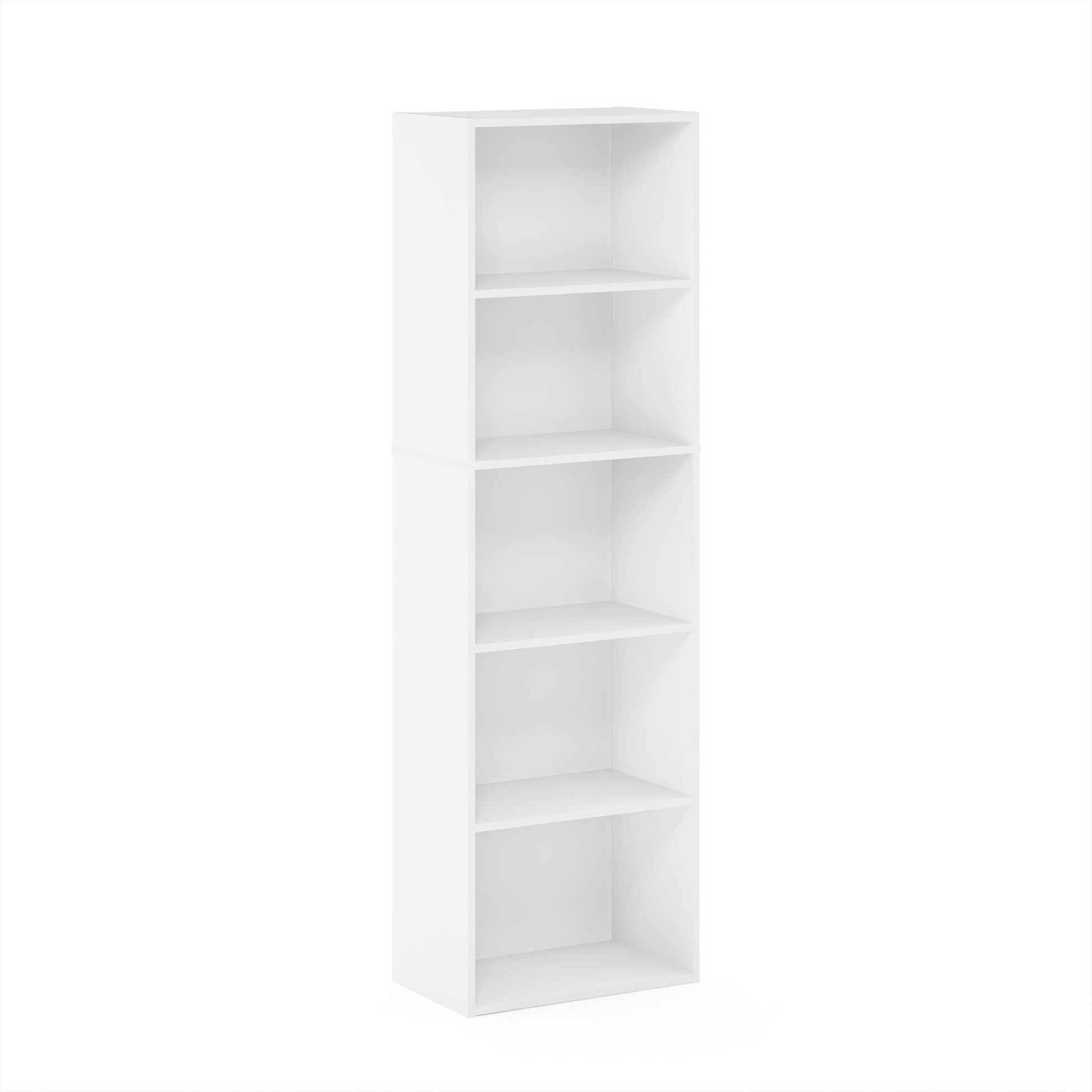 Furinno Luder Bookcase / Book / Storage , 5-Tier, White - WoodArtSupply