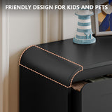 6 Drawer Dresser with Extendable Table, L-Shaped Desk Vanity Combo, 47" Wood Dresser & Chest of Drawers, Modern Closet Clothes Storage Dressers Organizer for Bedroom Living Room Hallway, Black SOLACE FURNITURE