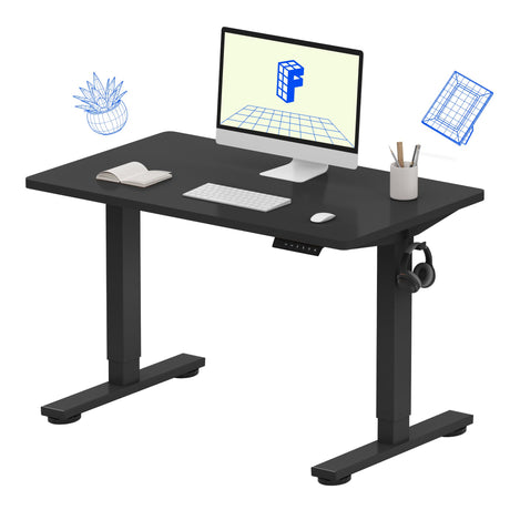 FLEXISPOT EN1 Whole-Piece Standing Desk 40 x 24 Inches Height Adjustable Small Desk Electric Sit Stand Desk Home Office Table Standing Desk (Black Frame + 40 in Black Top) FLEXISPOT