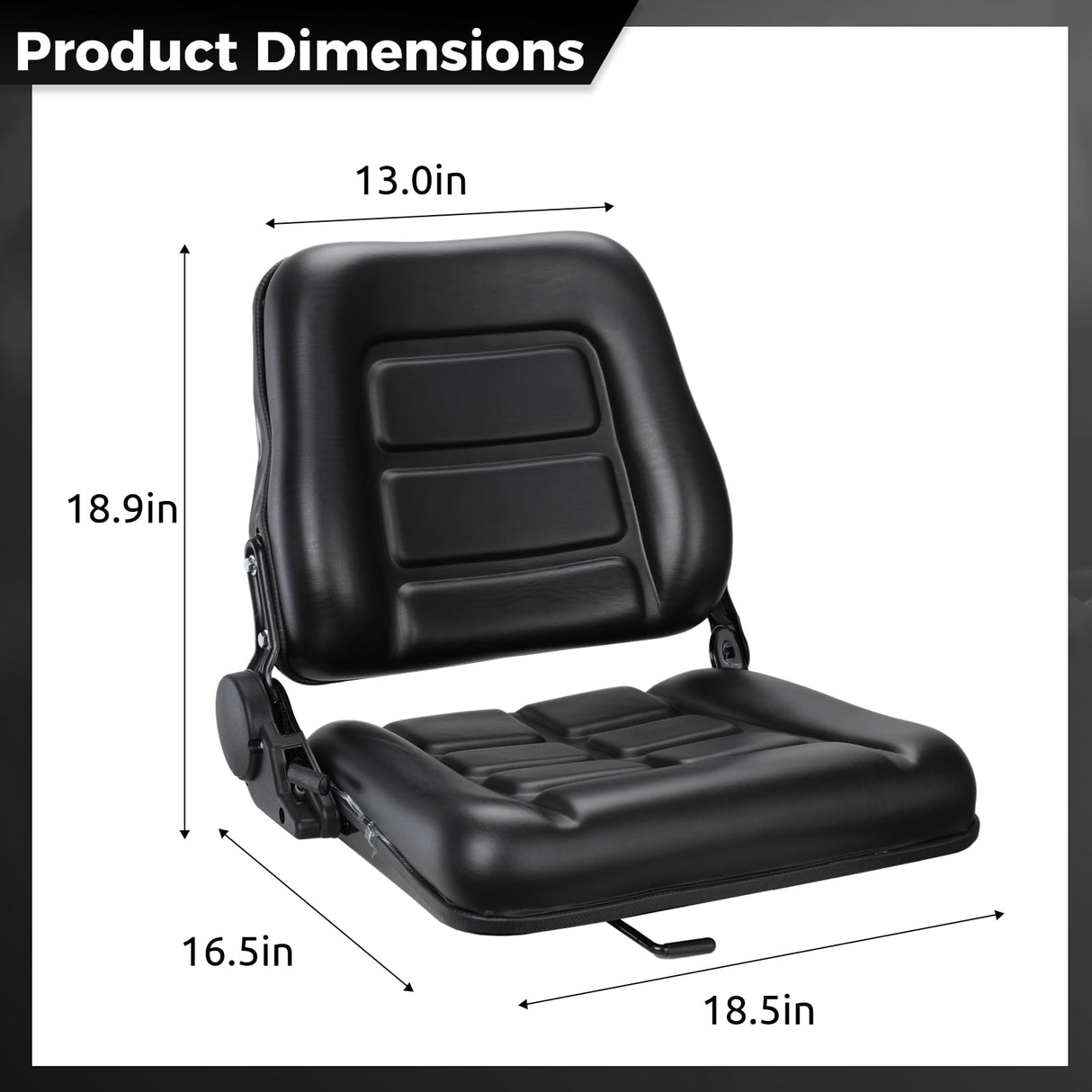 yeesport Universal Forklift Seat, Fold Down Forklift Seat with Adjustable Angle Backrest, Comfortable Leather Seat with High Resilience Sponge Filling, Seat for Dozers Excavators Tractors yeesport