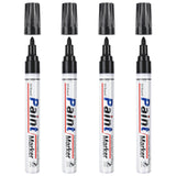 DAPAWIN Black Paint Pen Permanent Markers Waterproof -4 Black paint markers,paint marker for Metal,Rocks,Wood,Plastic,Tire,Glass,Fabric,label,Medium Tip,Oil Based Paint Markers Black Markers Permanent DAPAWIN