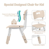 DOREROOM Kids Table and 2 Chairs Set, Height-Adjustable Toddler Table and Chairs Set with Graffiti Desktop, 23.6''L x 23.6''W Children Activity Table for Daycare, Classroom, Home DOREROOM