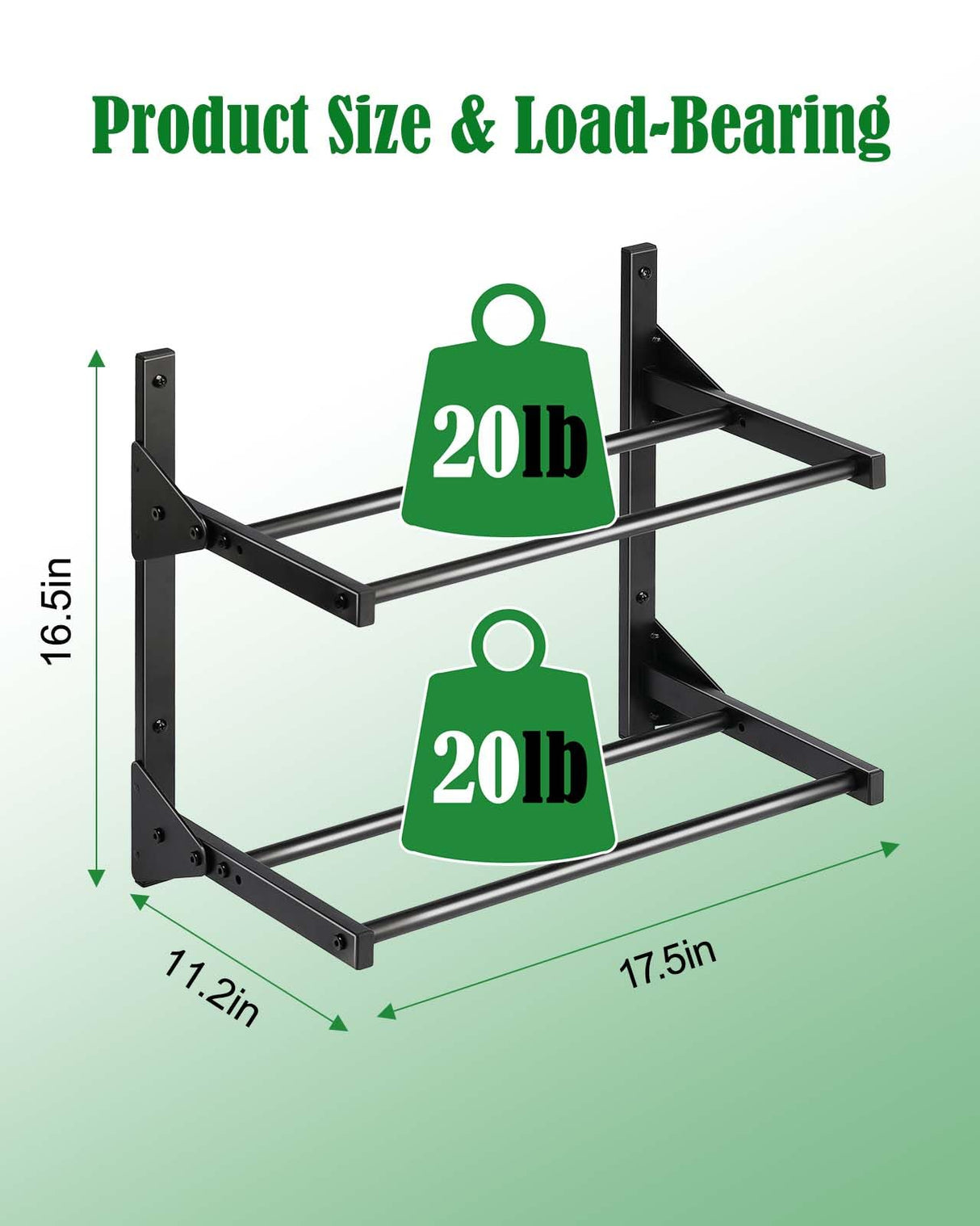 AHOWPD Wall Mount Filament Storage Rack- Wall Mount 3D Printer Filament Storage Rack 2 Tier Filament Spool Holders Racks, Heavy Duty Metal Shelf for PLA/ABS/TPU, Filaments Organzied (Black) AHOWPD