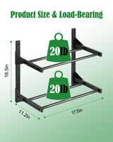 AHOWPD Wall Mount Filament Storage Rack- Wall Mount 3D Printer Filament Storage Rack 2 Tier Filament Spool Holders Racks, Heavy Duty Metal Shelf for PLA/ABS/TPU, Filaments Organzied (Black) AHOWPD