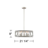 Franklin Iron Works Salima Brushed Nickel Gray Wood Pendant Chandelier Lighting 21 1/4" Wide Farmhouse Rustic Openwork LED 5-Light Fixture for Dining Room Living House Foyer Kitchen Island Entryway Franklin Iron Works