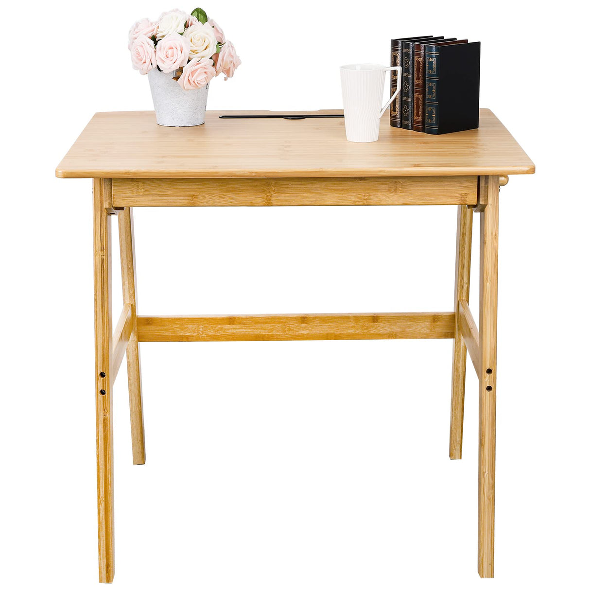 Dicunoy Writing Computer Desk with Drawer, 31" Small Simple Bamboo Table, Home Office Compact Sturdy Wooden Desk Furniture for Compact Apartmet, Bedroom, Study, Dormitory, Vanity, Workstation Dicunoy