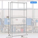 BestOffice | 5-Tier Wire Storage Shelves | 36x14x72 | Chrome | with Adjustable Racks | Heavy-Duty Metal Shelf, Holds Upto 1000 lbs | No-Tool Assembly | Ideal for Home & Garage Shelving BestOffice