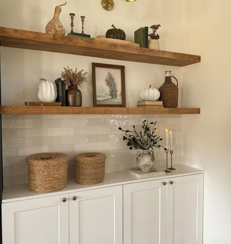 ROGMARS 36 Inches Long Walnut Floating Shelves,Rustic Solid Wood Farmhouse Wall Shelves with Invisible Brackets for Bathroom, Living Room, Bedroom, Kitchen Set of 2 ROGMARS