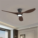 TALOYA 52 Inch Ceiling Fans with Led Lights Remote Control Flush Mount Low Profile for Bedroom Farmhouse Patio Outdoor Living Room Kitchen Dining Room,DC Motor,Reversible,Buzzer ON/OFF,Black Walnut TALOYA