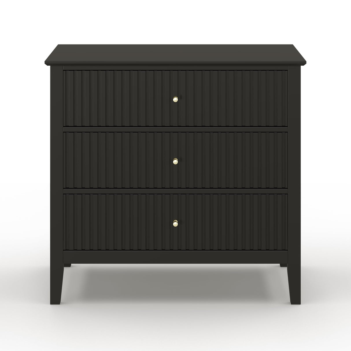 May in Color Large Black Fluted 3 Drawer Dresser Set of 2, Chest of Drawers with Ball Bearing Slide Modern 30 inch Tall Wood Nightstand with Spacious Storage for Bedroom Hallway Living Room Entryway May in Color