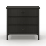 May in Color Large Black Fluted 3 Drawer Dresser Set of 2, Chest of Drawers with Ball Bearing Slide Modern 30 inch Tall Wood Nightstand with Spacious Storage for Bedroom Hallway Living Room Entryway May in Color