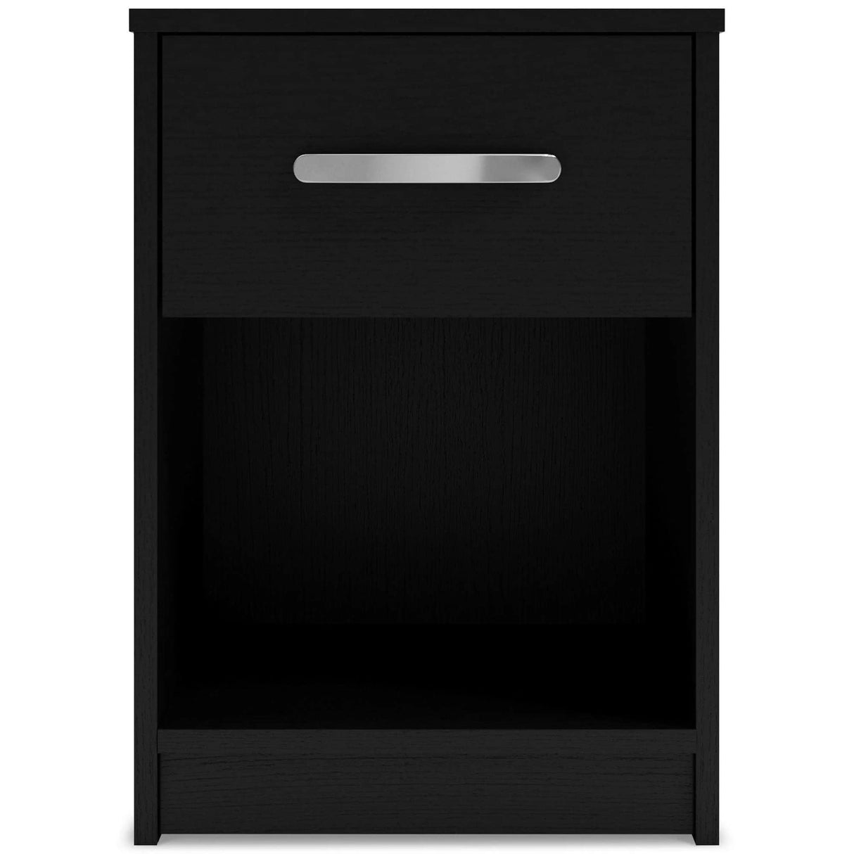 Signature Design by Ashley Finch Modern 1 Drawer Night Stand with Open Cubby, Black Signature Design by Ashley