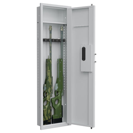 Gareinwuds 53" in-Wall Hidden 5-6 Gun Safe | Fingerprint Touch Panel Lock Quick Access | Adjustable Shelves & Gun Stock | Heavy Duty Steel Security Cabinet | Firearm Valuables Storage Gareinwuds