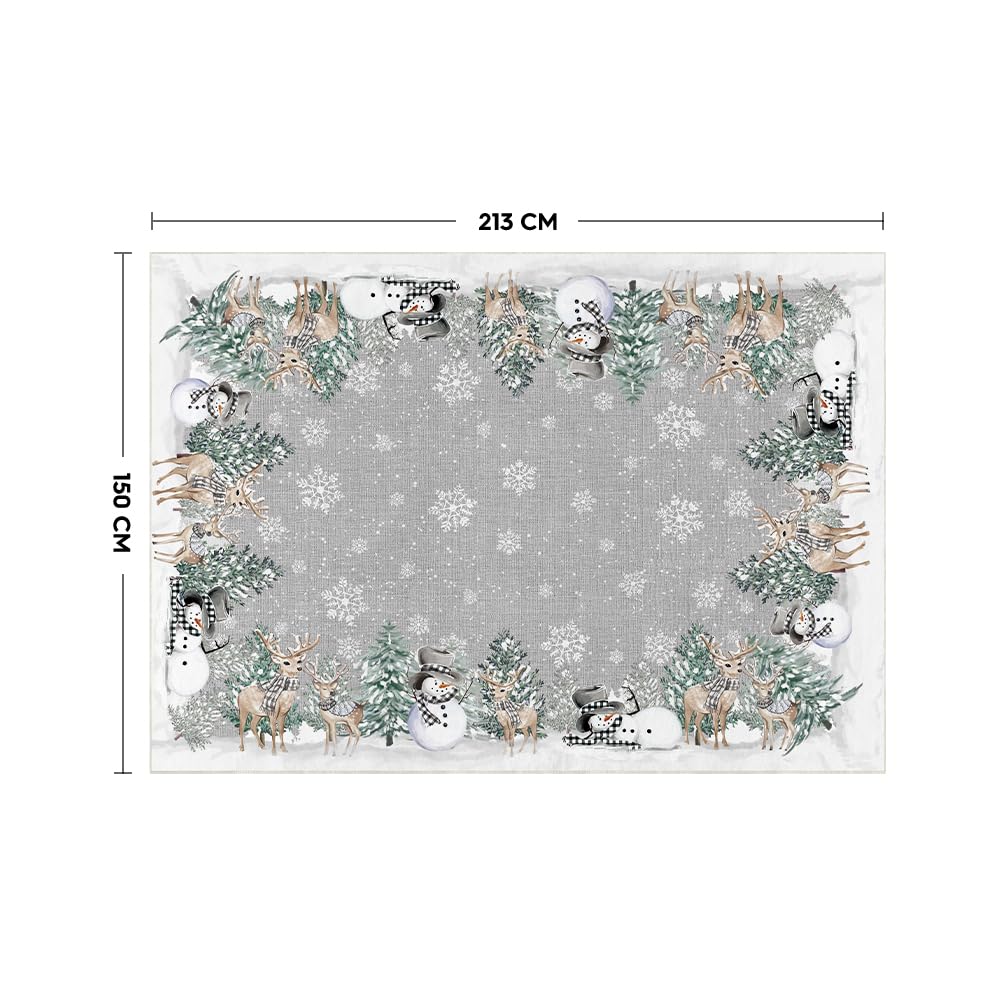 Artoid Mode Grey Snowman Deer Tree Christmas Area Rug, Winter Home Decor Low-Profile Washable Area Rugs for Entryway Bedroom Living Room Laundry Room Indoor 5x7 Feet Artoid Mode
