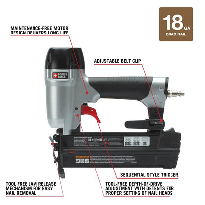 PORTER-CABLE Nail Gun, Pneumatic, 2-Inch, 18GA (BN200C) - WoodArtSupply