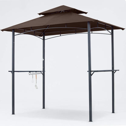 MASTERCANOPY 8 x 5 Grill Gazebo Outdoor BBQ Gazebo Canopy with 2 LED Lights (Brown)