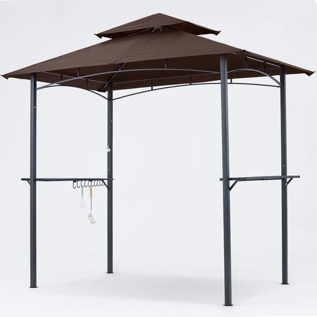 MASTERCANOPY 8 x 5 Grill Gazebo Outdoor BBQ Gazebo Canopy with 2 LED Lights (Brown) MASTERCANOPY