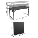 COSCO 4 ft. Fold-in-Half Adjustable Height Indoor/Outdoor Utility Table, Black Cosco