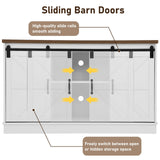 Hlivelood Farmhouse 55-75 Gallon Fish Tank Stand with Power Outlet, Aquarium Stand with Cabinet&Sliding Barn Door, Heavy Duty Reptile Tank Stand for 2 Fish Tank/Turtle Tank/Reptile Terrarium, White Hlivelood