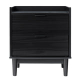 Walker Edison Mid-Century Modern Solid Pine 2-Drawer Nightstand, 20 Inch, Black Walker Edison